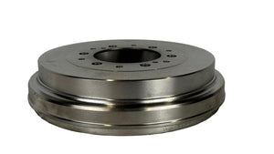 Metallic brake disc on a white background