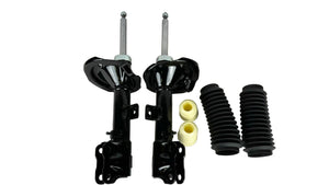 Set of car shock absorbers and springs on a white background
