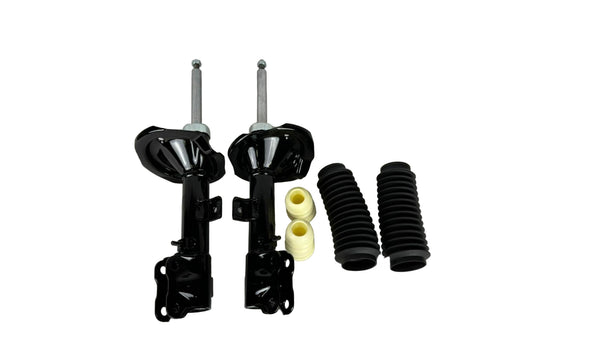 Automotive suspension components on a white background