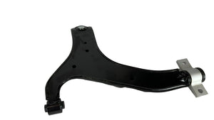 Black metal control arm on a white background
