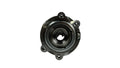 Metal bearing housing on a white fabric background